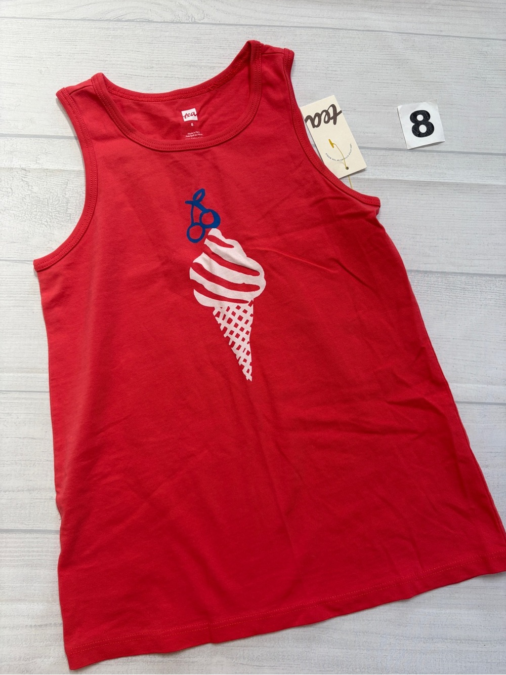 Tea Collection Red Tank Top with Ice Cream Graphic